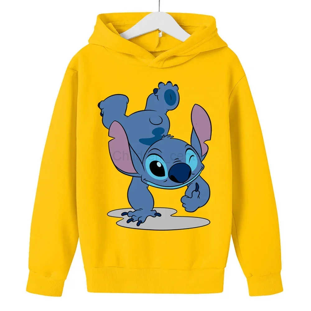 Disney Kawaii Lilo Stitch Hoodie Kids Clothes Girls Clothing Fashion Baby Boys Clothes Autumn Warm Stitch Sweatshirt Children Tops H251014