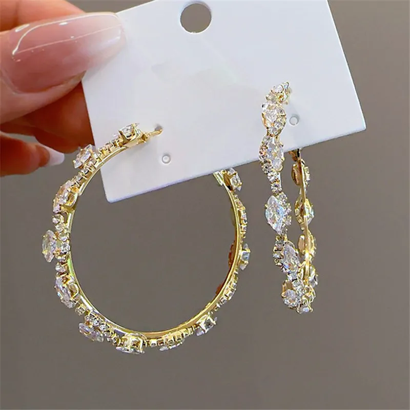 Fashion South American Hoop earring designer for woman AAA Cubic Moissanite 18k Gold Plated Earrings Copper Jewelry Silver Circle Earringy Valentines 