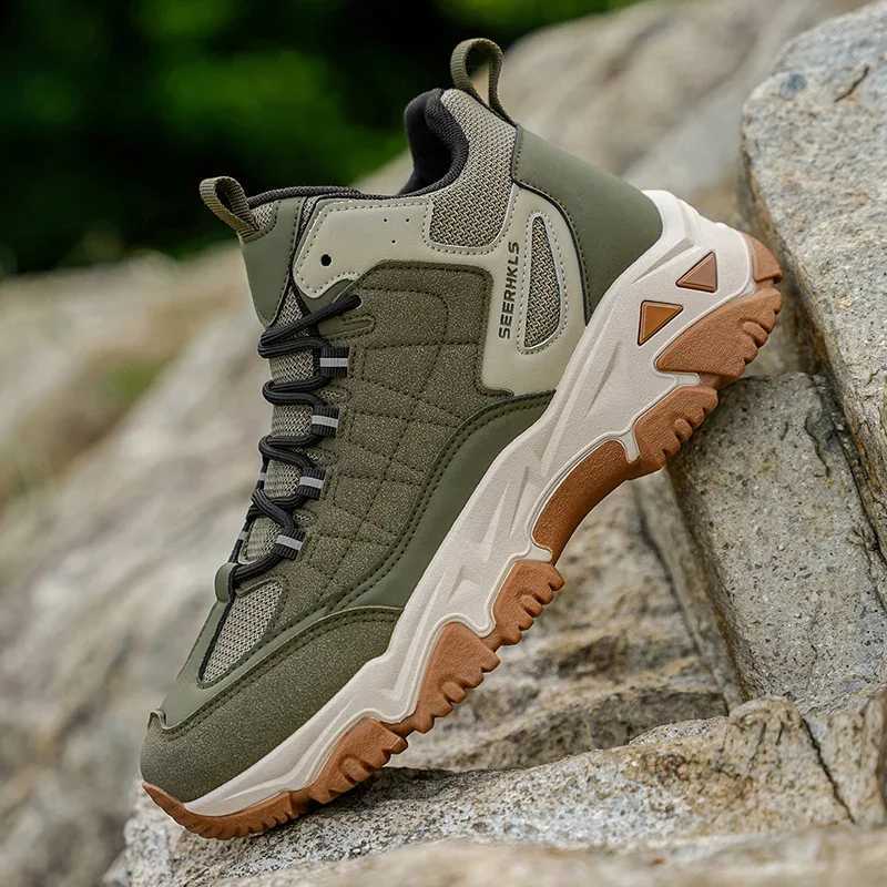 Mens Hiking Shoes for All Seasons Thicksoled Largesized Hightop Comfortable Wearresistant Antislip Sports Casual Shoes C251014