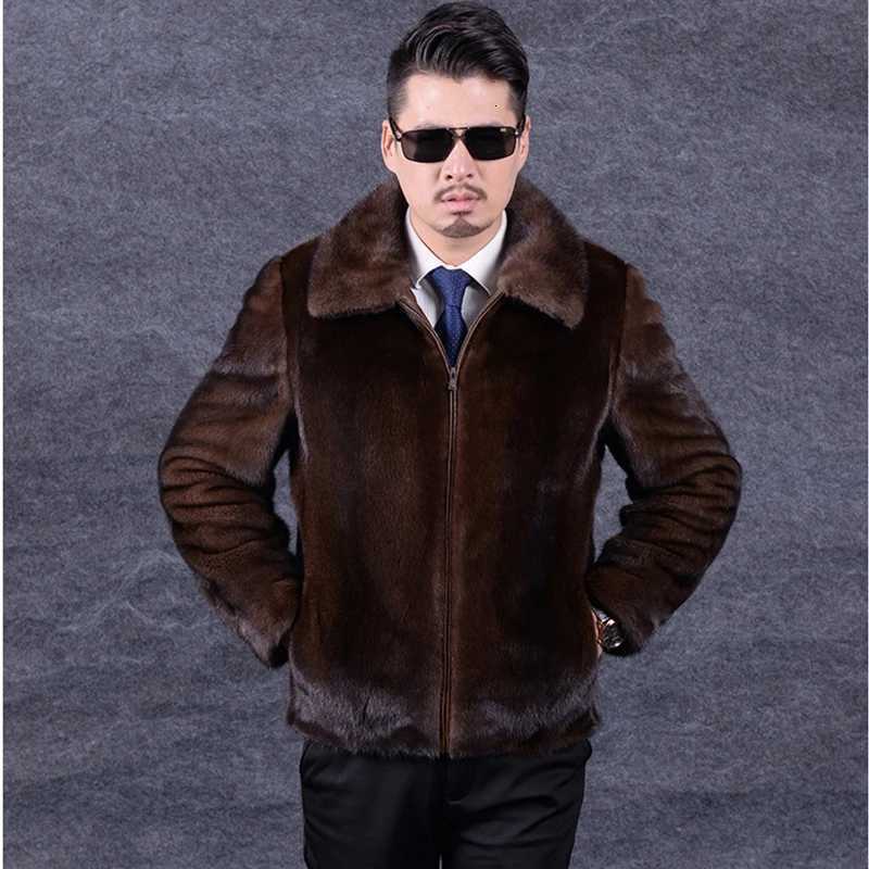 Autumn winter new fur coat imitation mink fur mens coat long cap large leather coat Fur coat men jacket W251014