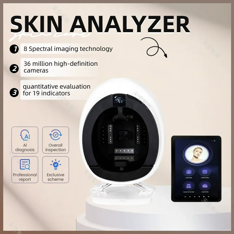 Professional Skin Analyzer Machine AI Facial Detection System 3D Camera Beauty Salon Equipment For Deep Skin Inspection and Analysis Report