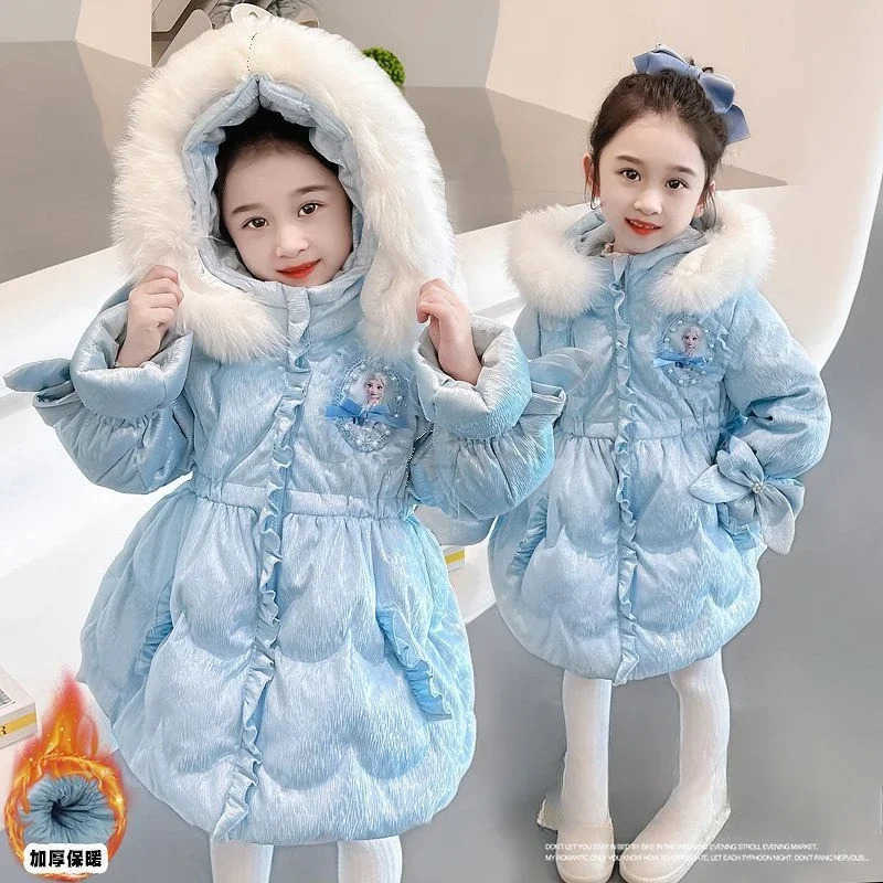 Disney New Hasbro Elsa Creative Cute Anime Movie Character Girls Thickened Down Jacket Gift Personalized Cartoon Childrens Warm Jacket H251014