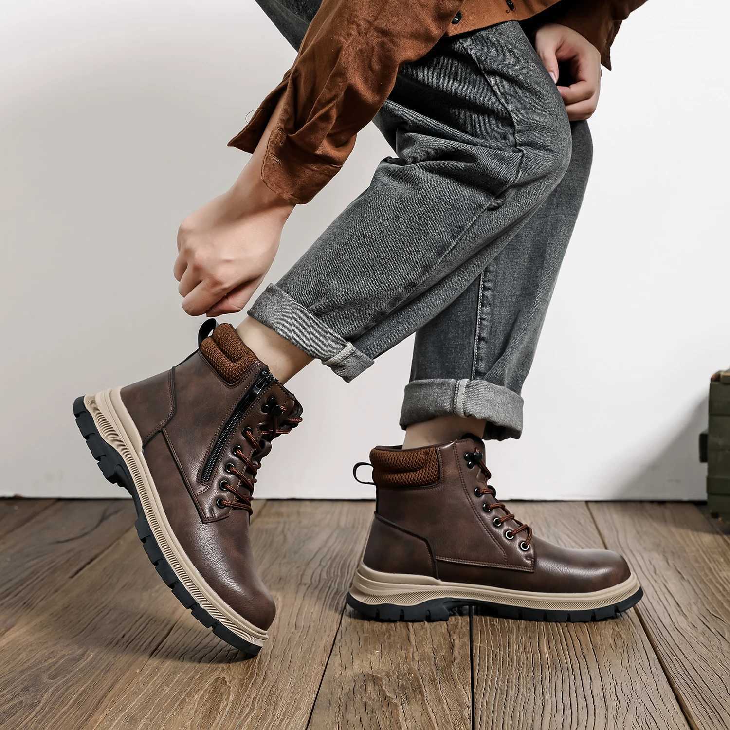 Anti Shock Steel Toe Indestructible Safety Shoes High Top Antipuncture Security Protective Shoes Work Hiker Boots for Men C251014