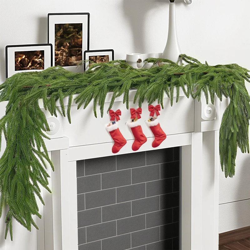 Christmas Norfolk Pine Garland With Lights For Mantle Fireplace Decor Artificial Pine Branches Wreaths Table Home Decor 251010