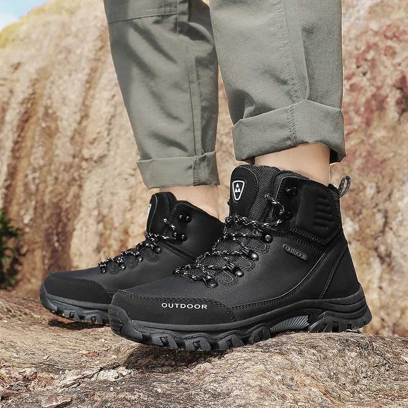 Mens Waterproof Hiking Boots Nonslip Comfortable Outdoor Trekking Camping Trail Sneakers Mid Top Ankle Boots Climbing Shoes C251014