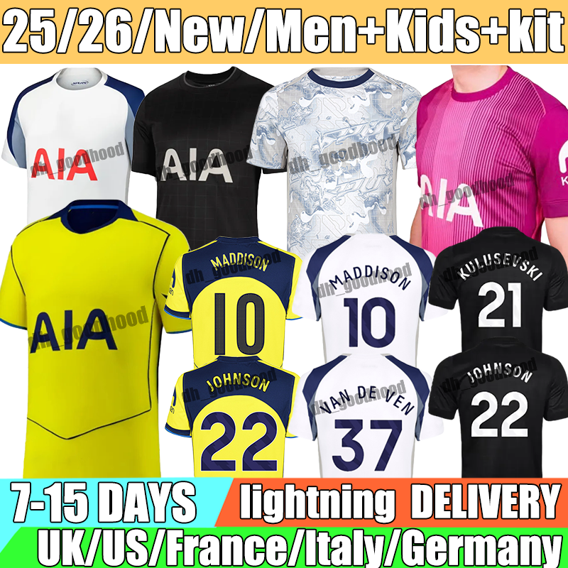 25 26 Soccer jerseys KULUSEVSKI RICHARLISON KUDUS BISSOUMA jerseys JOHNSON TEL MADDISON XAVI VAN DE VEN SOLANKE jerseys 2025 football shirt mens kit kids