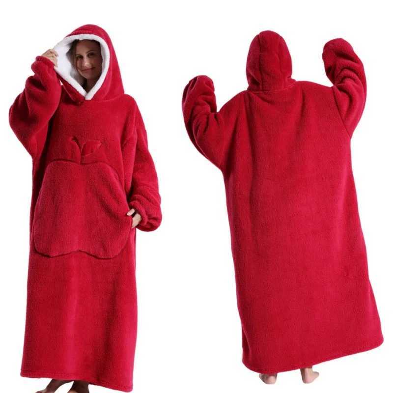 Winter Hoodies Sweatshirt Women Men Pullover Fleece Giant TV Oversized Blanket with Sleeves Long Flannel Apple Sherpa Blanket Y251013