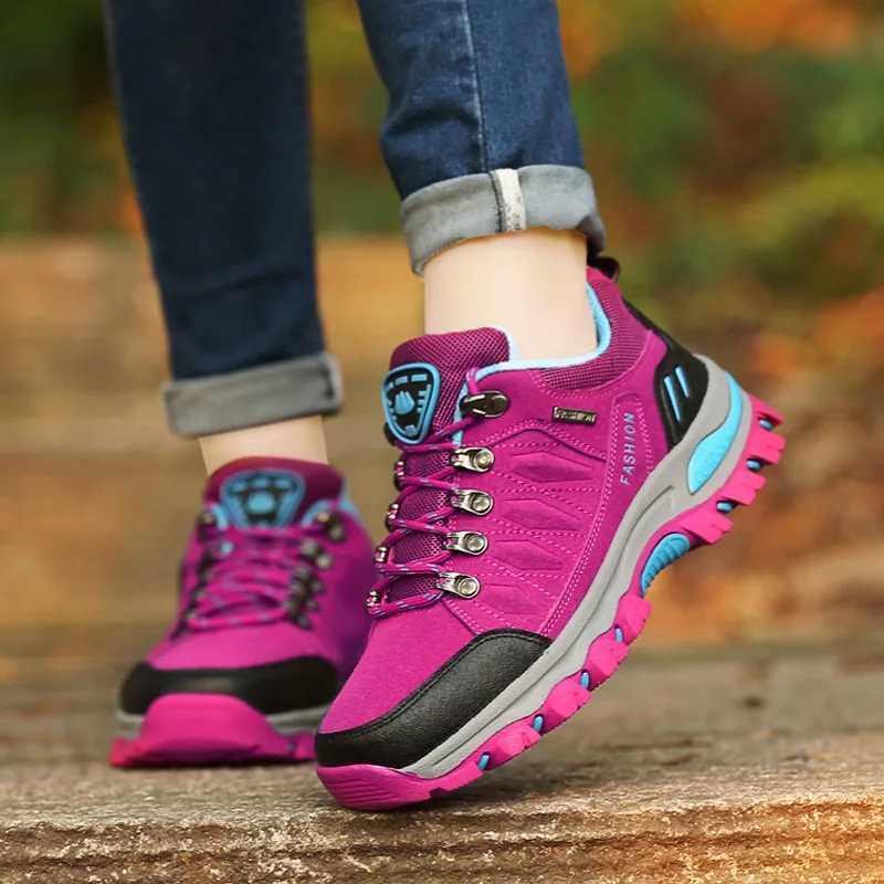 Women Hiking Shoes Outdoor trekking Sports Climbing Camping Boots Nonslip Waterproof Walking Jogging Trainers Sneakers Lace Up C251014