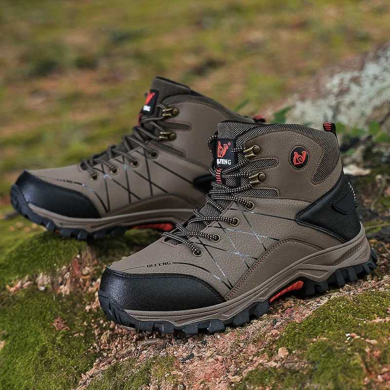 Mens Hiking Shoes Plus Size Outdoor Mid Top Casual Anti Slip Plush Warm Shoes Fashion Classic Cushioning Lace Up Walking Boots C251014