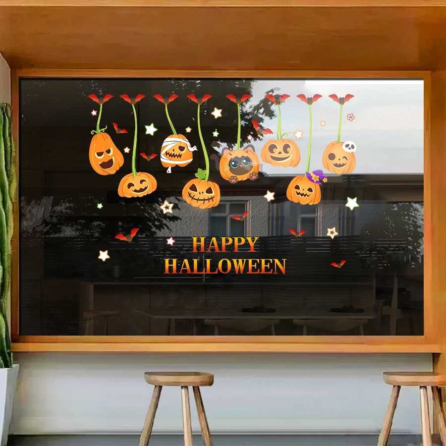 1 Sheet of 45Cm65Cm Christmas Decorative Window Stickers Pumpkin Glass Stickers Holiday Party Atmosphere Scene Layout Electrostatic Window Flower Door