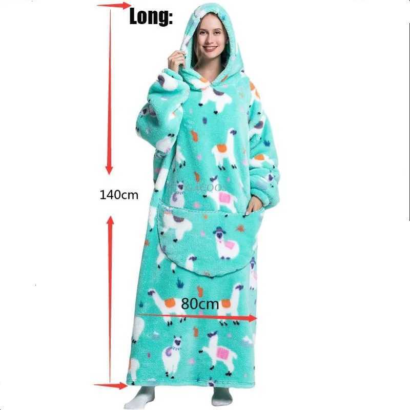 Women Men Plush Fleece Blanket Warm Thick Hoodies Adult Giant TV Blanlets with Sleeves Super Long Coldproof Couple Sweatshirts Y251013