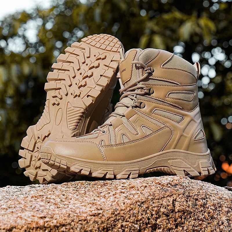 Outdoor Hiking Shoes Men Laceup Antislip Shockabsorbing Comfortable Combat Boots Men Breathable Casual Ankle Boots Men C251014
