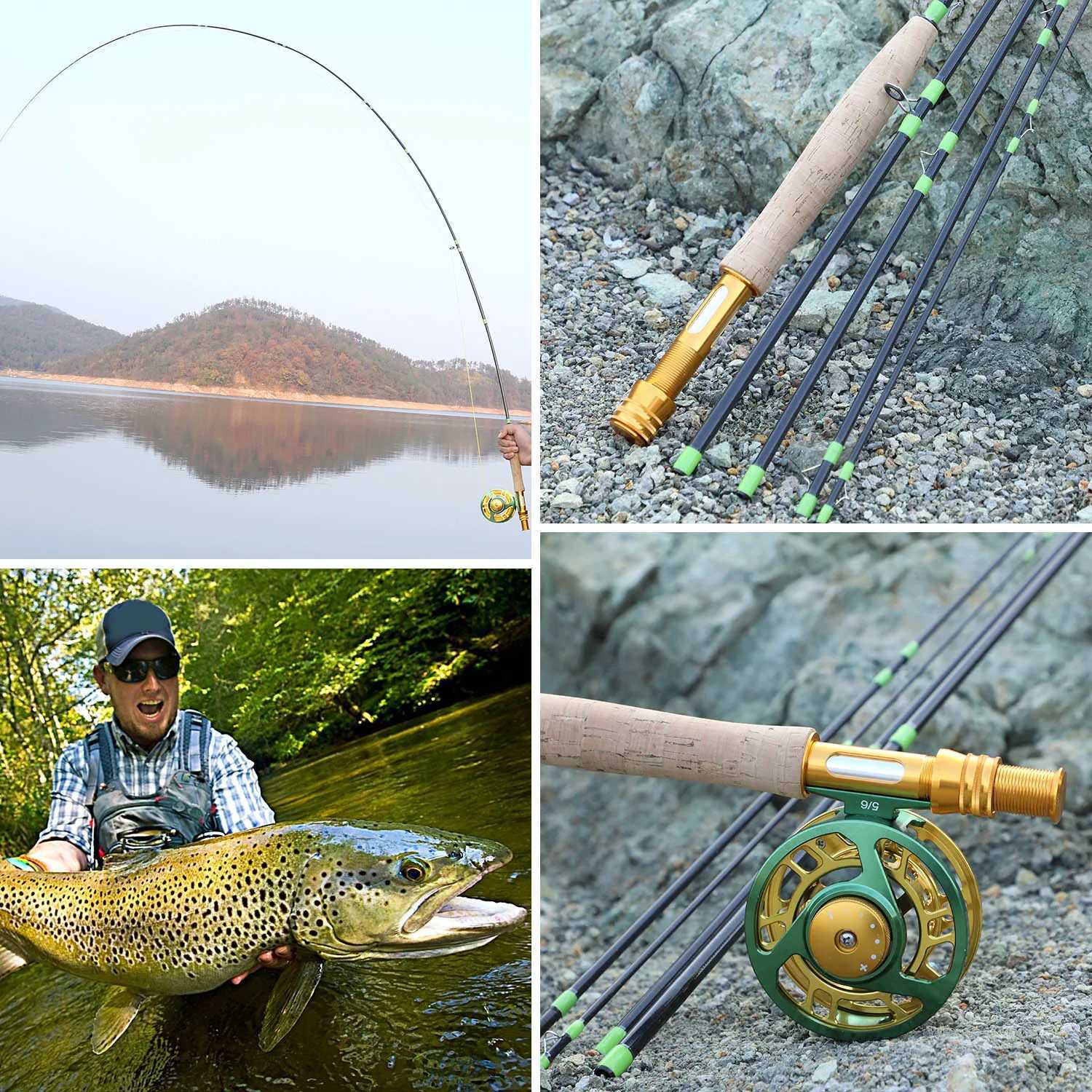 Sougayilang Fly Fishing Rod and Reel Full Kit 5sections Caon Fly Fishing Rod and 56 Reel Perch Fly Fishing Suitab for Pesca Y251014
