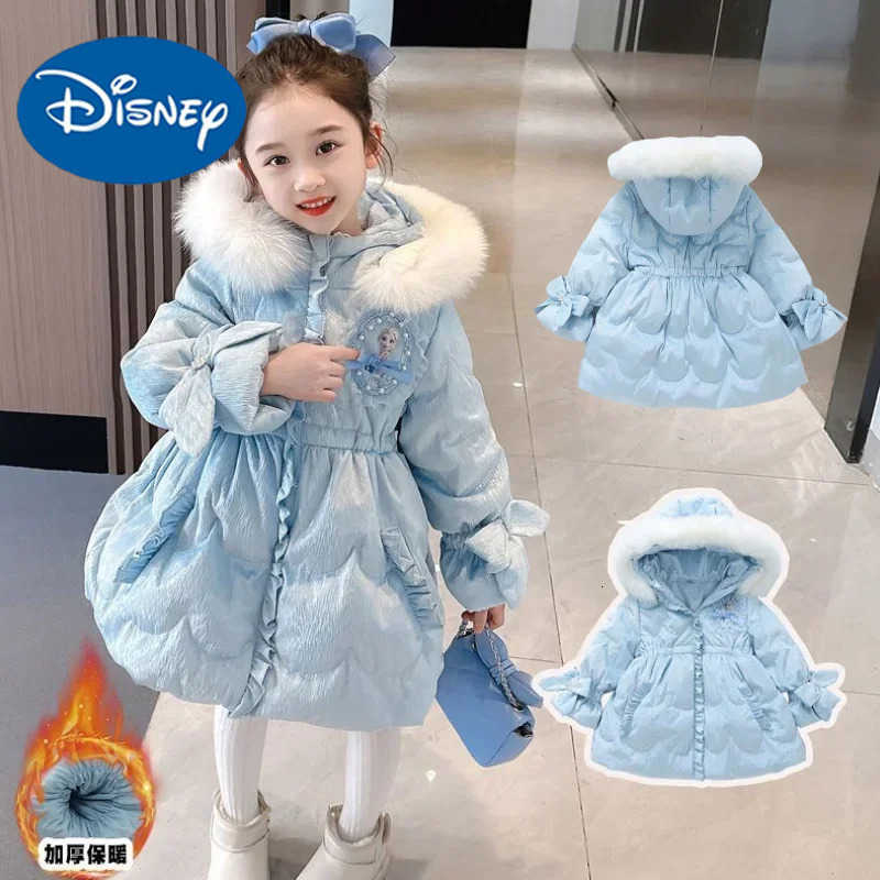 Disney New Hasbro Elsa Creative Cute Anime Movie Character Girls Thickened Down Jacket Gift Personalized Cartoon Childrens Warm Jacket H251014
