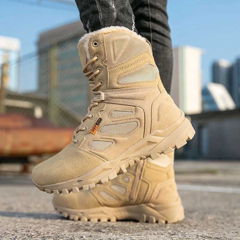 Outdoor Hiking Shoes Men Antislip Warm Plush Thicksoled Men Casual Hightop Boots Comfortable BreathableDurable Ankle Boots C251014