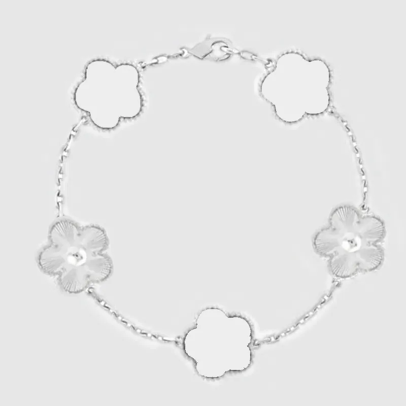 Ice with VVS moissanite High quality 5 flowers charm luxury women silver chain jewelry mother of pearl diamonds designer bracelet gifts - view 4