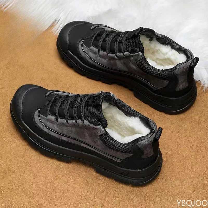 Casual comfortable snow boots men winter warm high top cotton shoes outdoor fashionable versatile anti slip workwear boots C251014