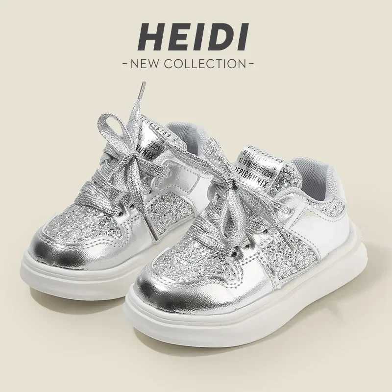 Fashion Childrens Shoes Sequin Solid Color Kids Sneaker Non-Slip Round Toe Boy Flats Board Girl Casual Running Sport Shoe C260130