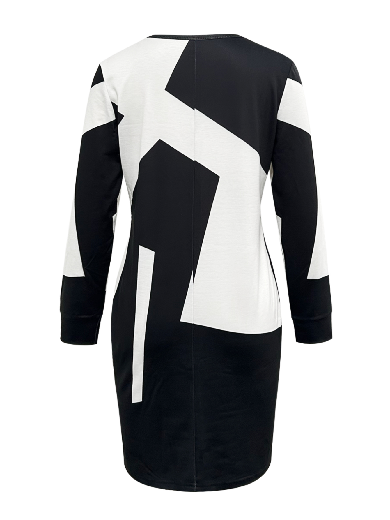 Women's Autumn Winter Fashion Versatile Irregular Hem Patchwork Commute Style Sweatshirt Dress-CF51309