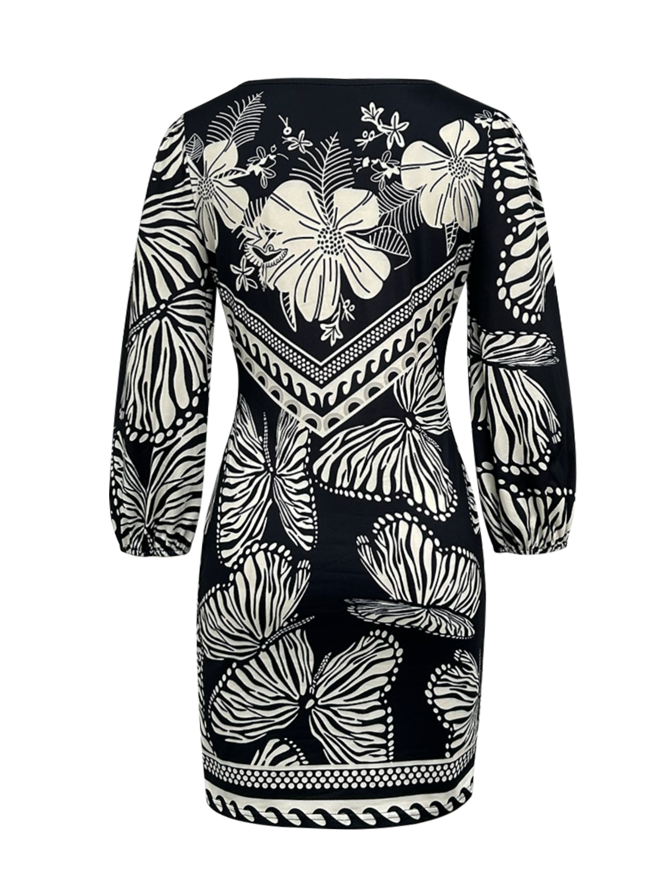 Women's Autumn Winter Ethnic - Style Butterfly Printed Fashion Office & Sexy Bodycon Party Evening Dress-CF55110