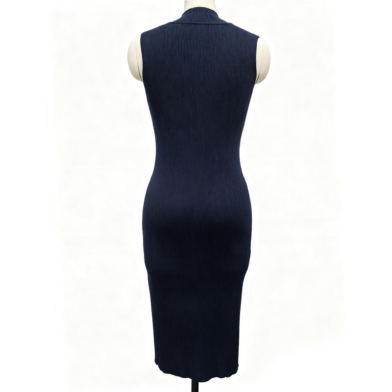 Women's Tanks & Women's Tanks & Camis Women's Navy Blue Sleeveless Long - Length Ribbed Knit Vest Dress, Elegant & Comfortable AS23-090