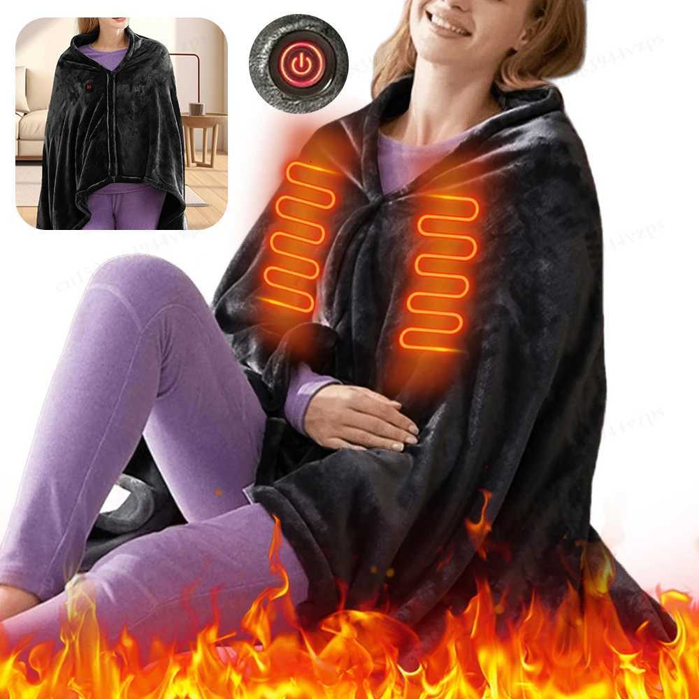 USB Electric Heating Blanket 3 Heating Level Wearable Heated Poncho Throw Blanket 9 Heated Areas Body Warmer Blanket or Office Y251014