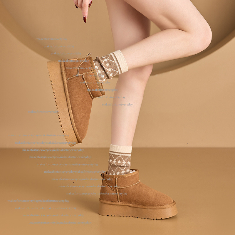 Jifffly 2025 Autumn winter Suede Leather Thick Soled Shoes Designer Women's Outdoor Snow Boots Wool Lined Thick Cotton Shoes Winter Casual Snow C