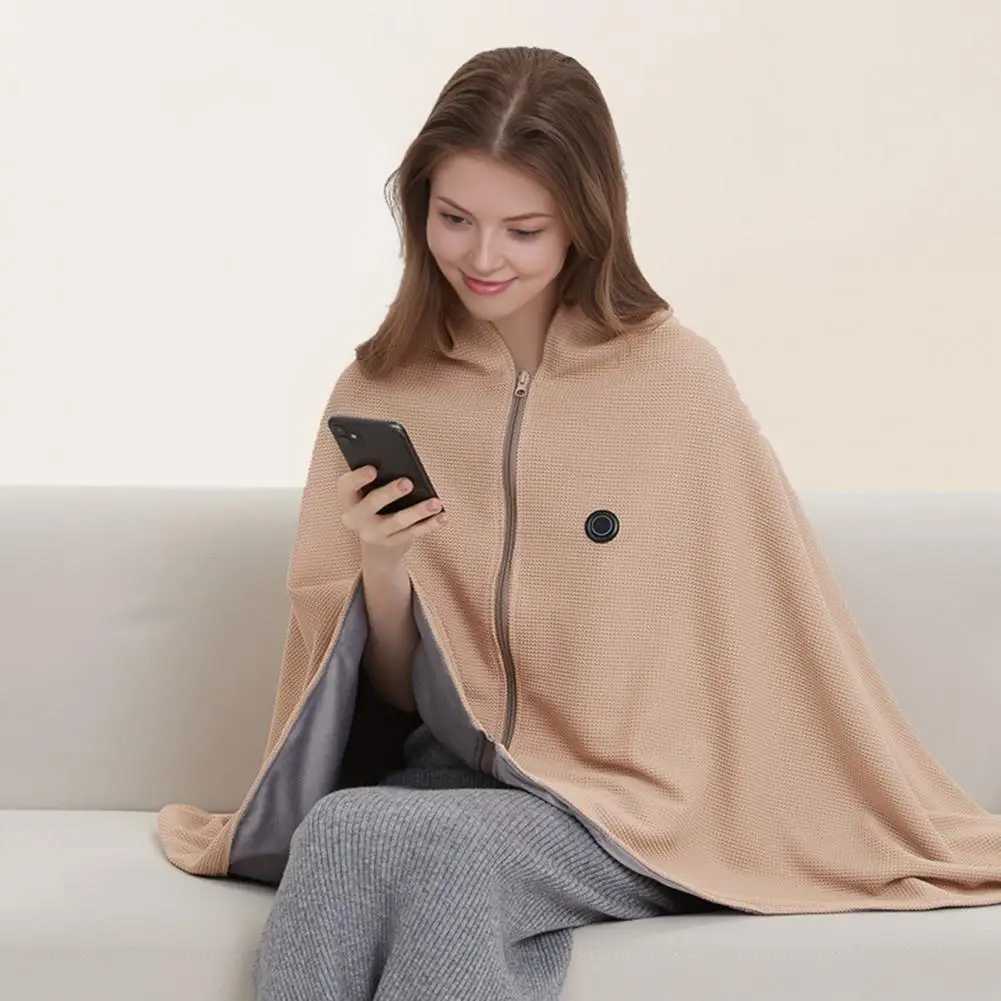 Electric Blanket with Usb Heating Usb Powered Heating Shawl Wraps for Women Cordless Electric Blanket Soft Zippered for Winter Y251014