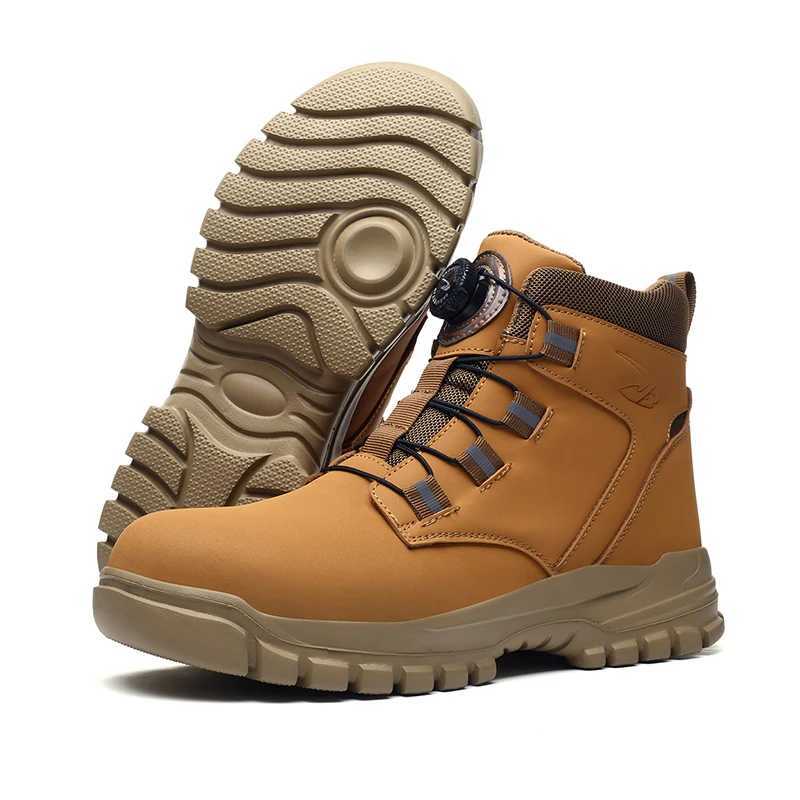Lynjacye Quick Lace Button Waterproof Safety Boots Men Indestructible Steel Toe Work Boots Antismash Stabresistant Safety Shoe C251014