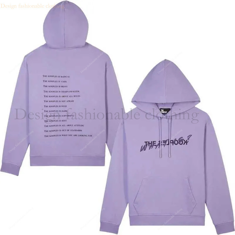 Mens the kooples hoodie Sweatshirts Winter Spring Brand Style Tide Strt Sweater Letter Pattern Print Woman Daily Versatile Cotton Thickened Hood cae