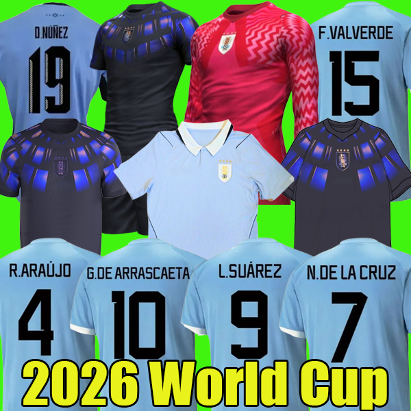 2026 World Cup Uruguay Men home away Fans Soccer Jerseys L.suarez E.cavani F. Valverde N. Nandez Player Version National Team jersey Football Shirts kids kits