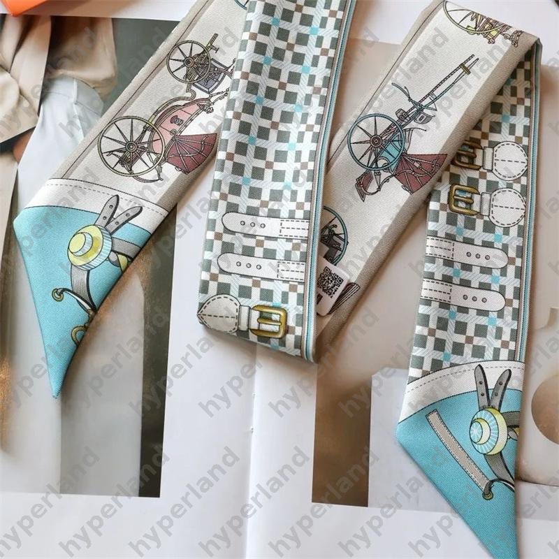 Women Designer Silk Scarf Carriage Pattern Bag Deco Long Neck Scarf Lady Elegant Luxury Scarves Silks Neckerchief Headband For Woman
