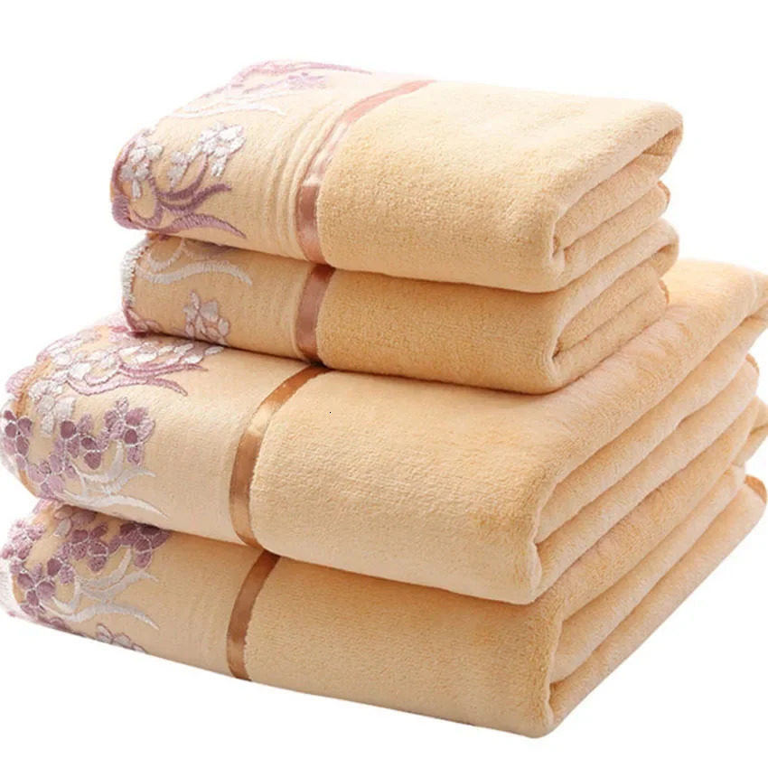 Lace Embroidered Bath Towel Set Microfiber for Adults Colourful Tree Bathroom Face Towels Quick Dry Family Large Thick 251013