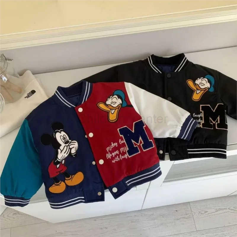 Disney Mickey print Children Cartoon Jacket Autumn Winter Kids Boys Girls Quilted Coat Warm Baseball Clothes Toddler Fashion Outerwears H251014