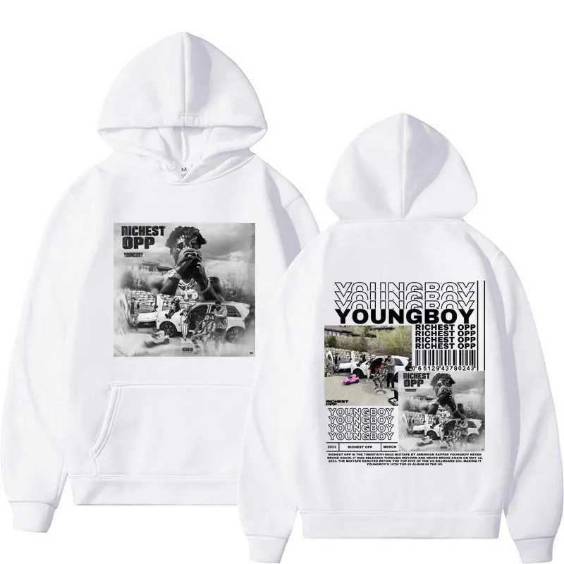 Autumn and winter mens hooded sweatshirt rapper YoungBoys 2023 new album pictures and text retro sweatshirt sweater J251203