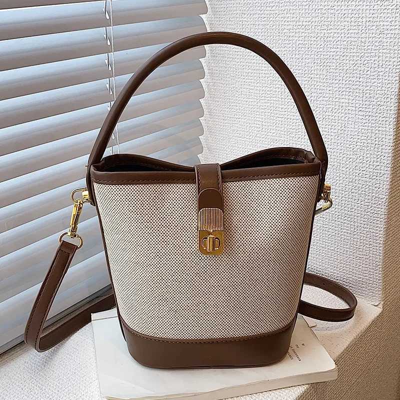 Casual Color Block Bucket Bag Wens Spring Summer Versatile Single Shoder Bag Fiable Crossbody Bag D251014