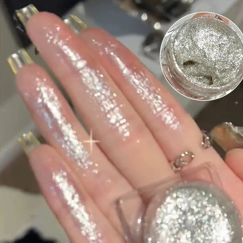 6 Colors Glitter Eyeshadow Gold Pink Eye Shadow Highlighter Silkworm Long Lasting Waterproof Shimmer Multicolor Liquid Eyeshadow 251010