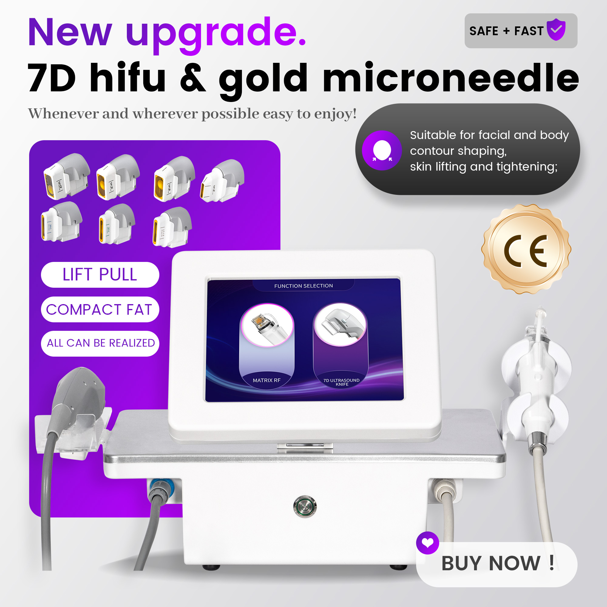 Hifu Microneedling Combo Device - Professional 2-In-1 Skin Rejuvenation Machine - Facial Lifting & Collagen Induction - Salon Results At Home