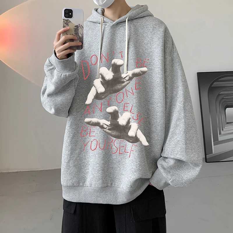 Funny Mens Oversized Hoodie Black 8XL Hoodies with Hat Oversize for Men Palm Print Man Casual Wear Hoody Male Sweatshirt J251014