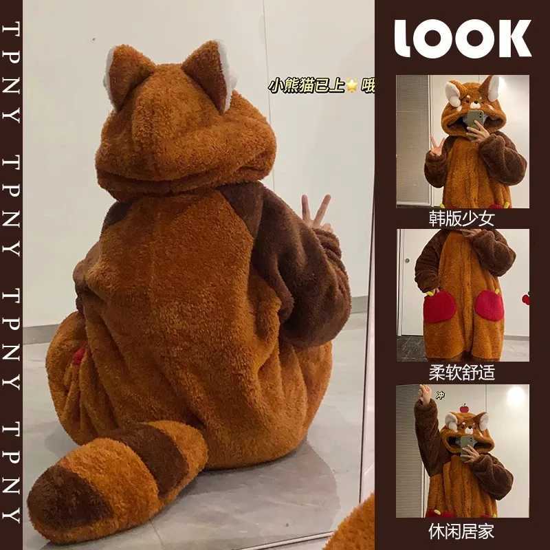 Winter Women Home Pajamas Cartoon Raccoon Kigurumi Unicorn Sleepwear Night Dress Animal Cosplay Nightgowns Thickened Warm Robes Y251013