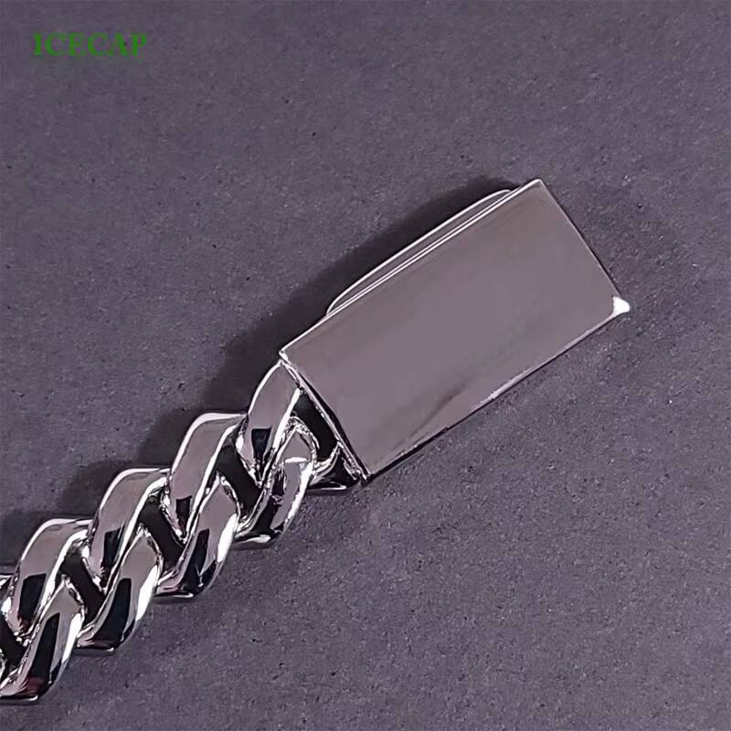 14mm 2 Rows High Quality D Color Moissanite Bracelets Pass Diamond Tester 925 Silver Hiphop Style Cuban Bracelet