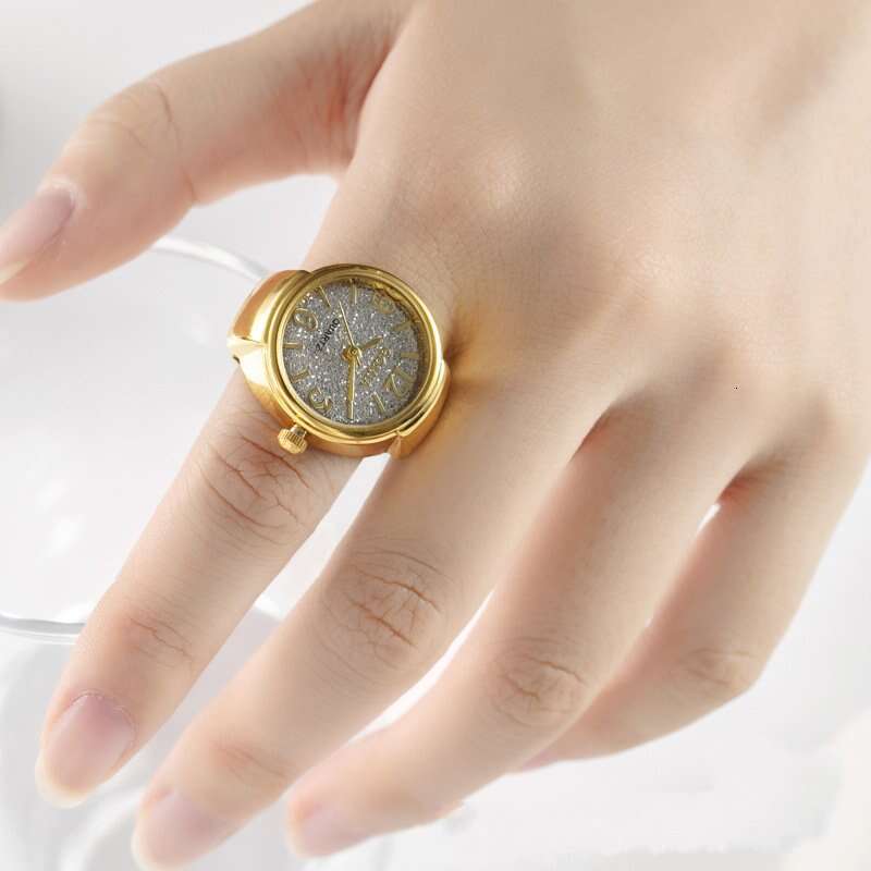 Women New Simple Digital Glitter Ins Student Ring for Men Fashionable Gold Finger Watch