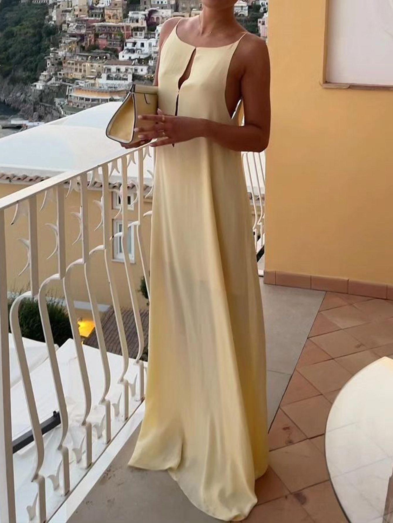 M10142Elegant and high-end suspender long dress women's clothing 2025 autumn and winter