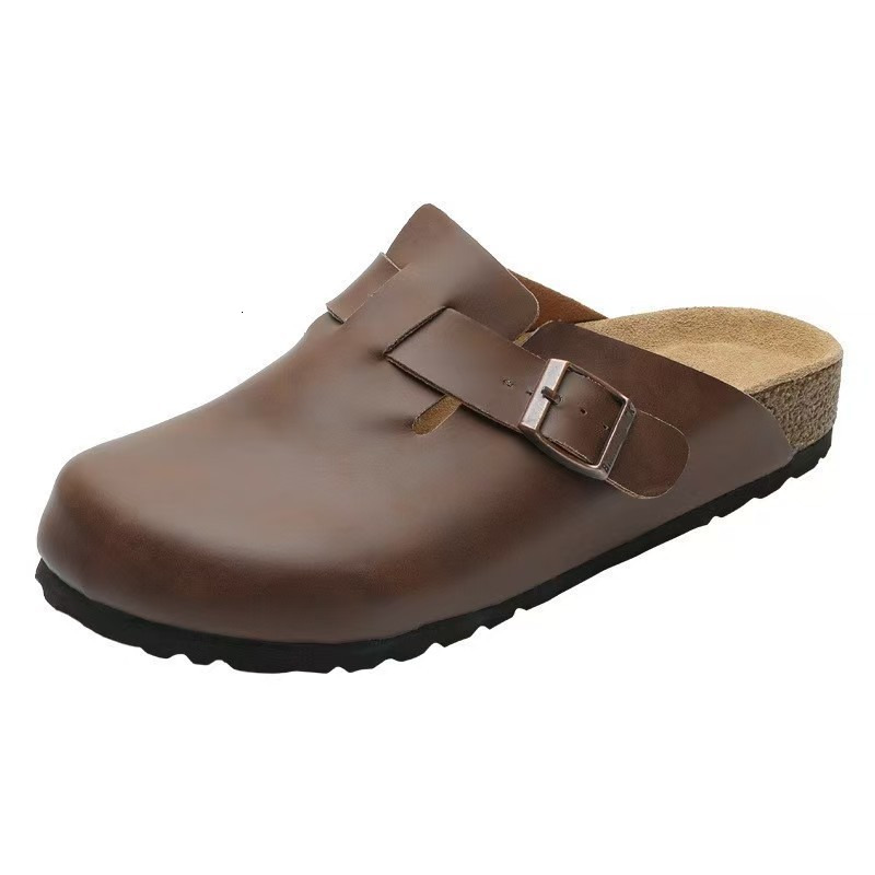 Genuine cowhide men's and women's Boken shoes, pure source, casual and comfortable, retro cork thick sole, toe cover, autumn and winter styl