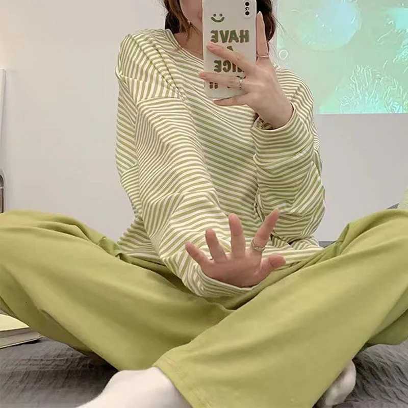 2Pcsset Womens Pajamas Homewear Autumn and Winter Long Sleeve Long Pants Cartoon Cute Large Size 2xl Round Neck Set Student PaT251014