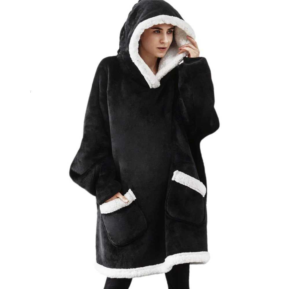 2024 Cross border Lazy Hoodie Womens Warm Clothes Lamb Fleece TV Blanket Hugging Hoodie TV Anti Cold Clothing Y251013