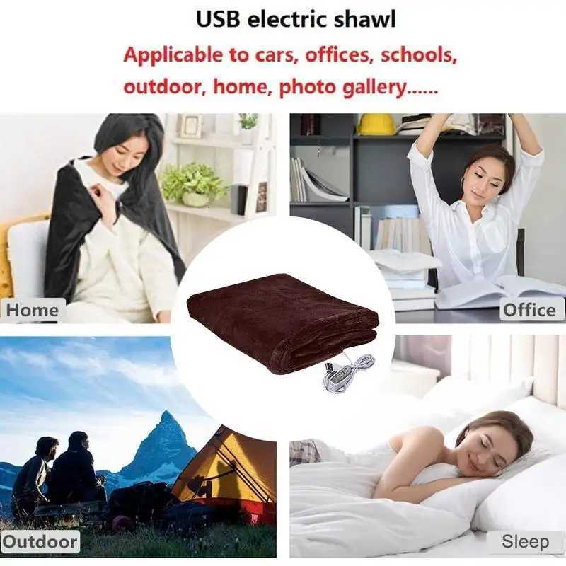 Electric Blanket Throw Wearable USB Heated Throw Poncho Wrap 3 Heat and Timer Settings Electric Blanket for Fishing Hiking Y251014