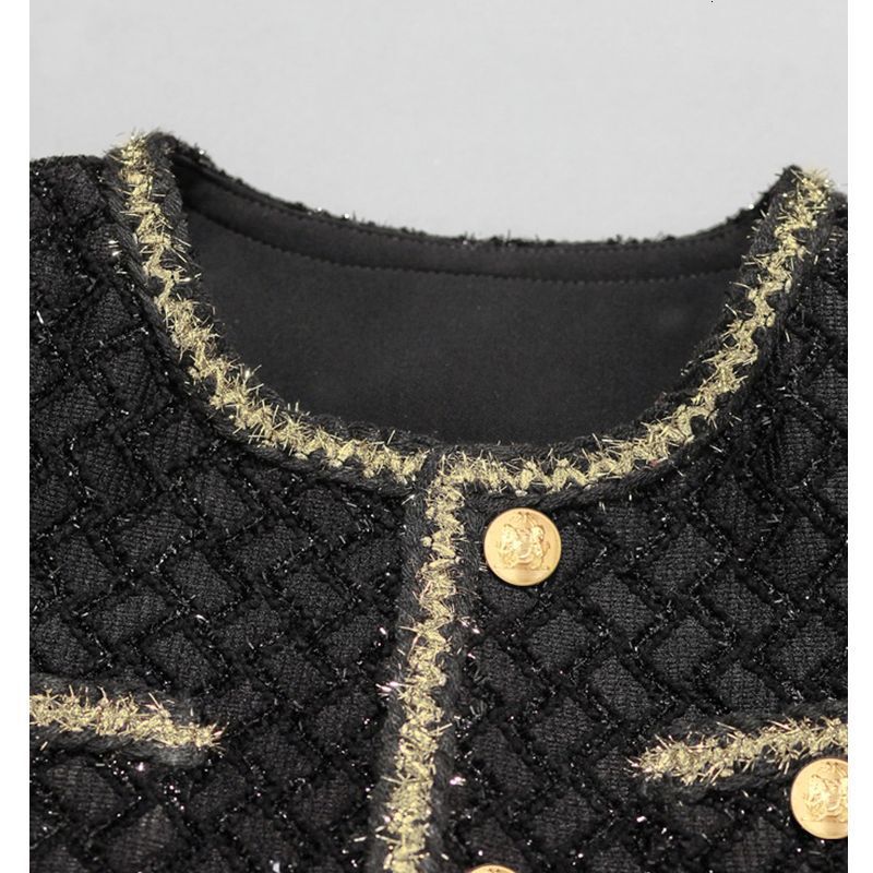 2025 Autumn Designer Jacket New Top Sparkling Night Sky in Autumn Black design Gold Coarse Floral Craftsmanship Short Luxury Women's Jacket Elega
