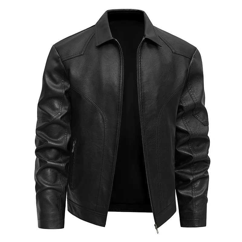 Spring Autumn Turn Down Collar Jackets Leather Coats Men Solid Moto Biker Outwear Slim Fit Casual Leather Jacket Plus Size M8XL J251014
