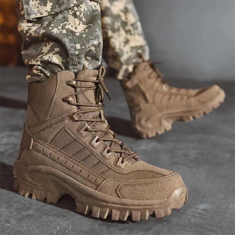 Men Boots Hightop Desert Tactical Boots Mens Hiking Shoes Outdoor Waterproof Ankle Work Safty Sneakers C251014